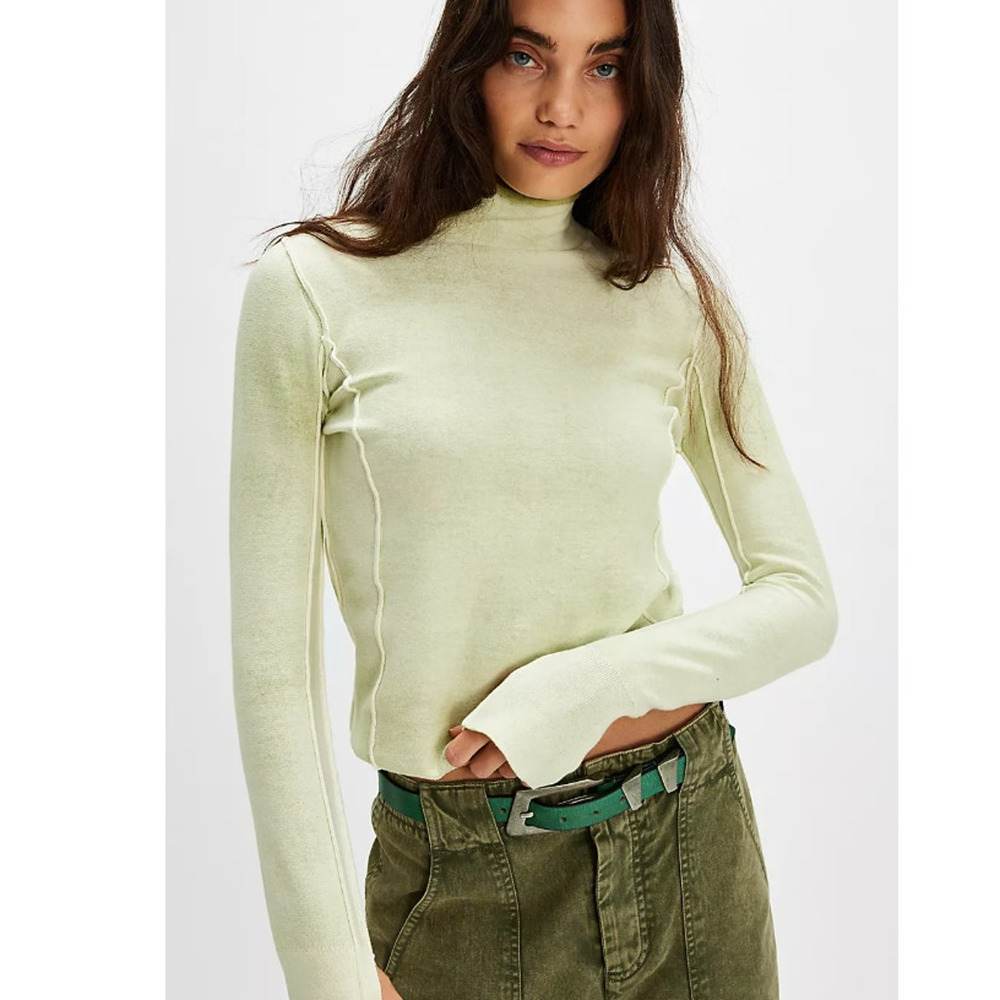 Free People We The Free Robbie Turtleneck Sweater Roll Neck Green Size Small NWT